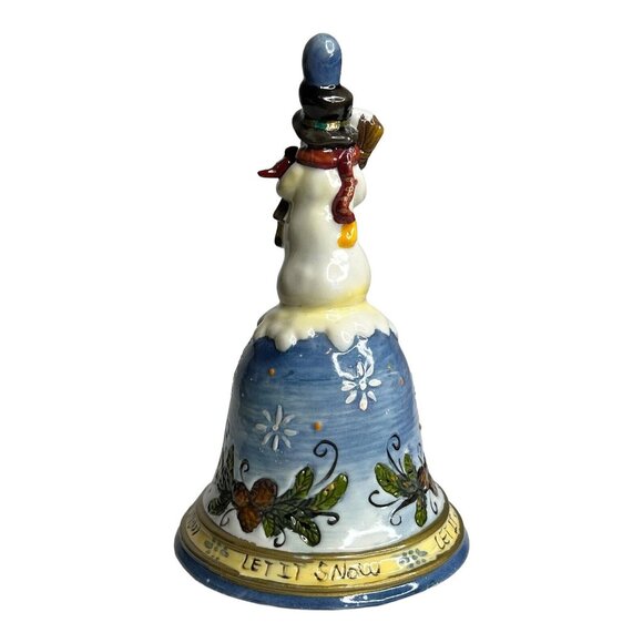 Let It Snow Snowman Winter Christmas Seasonal Figurine Bell Cardinals Pinecones - Picture 3 of 7